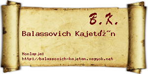 Balassovich Kajetán névjegykártya